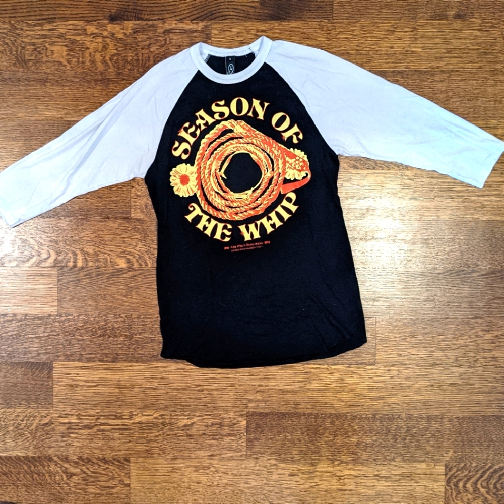 SOLD! Little Whip Season of the Whip Black White Baseball Tee Shirt Small Fetish